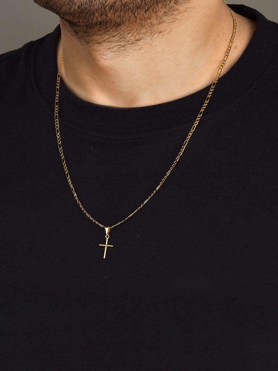 Colar Elo Fígaro com Cruz | Masculino