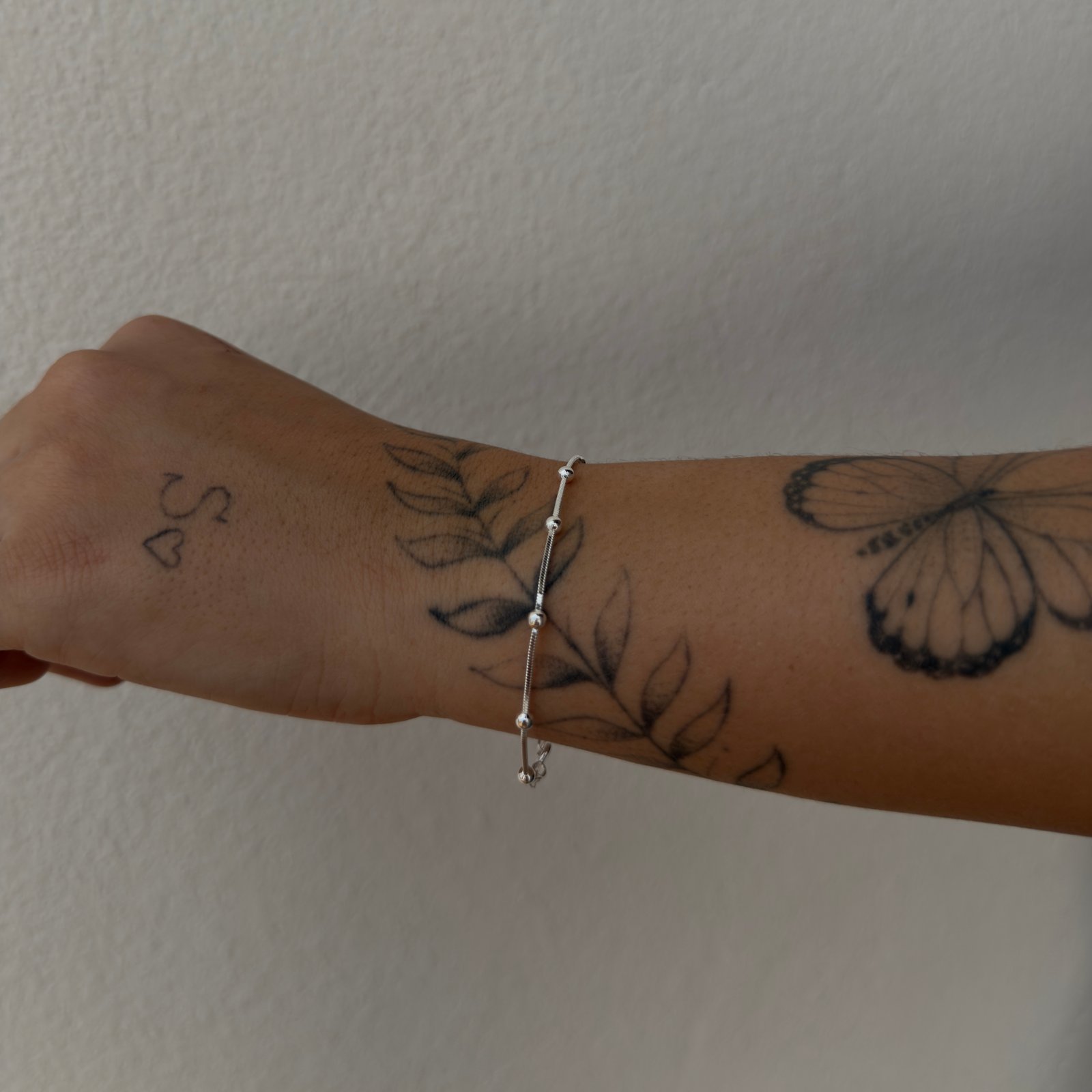 Pulseira Rabo de Rato Com Bolinhas | Prata 925